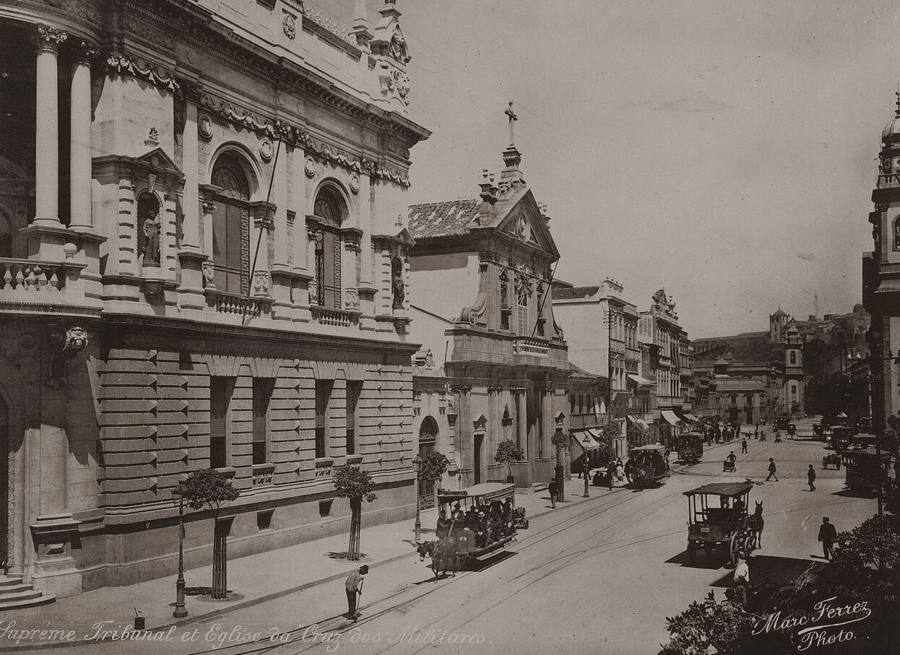 O antigo Supremo Tribunal e a Igreja da Cruz dos Militares na Rua Primeiro de Março, por Marc Ferrez